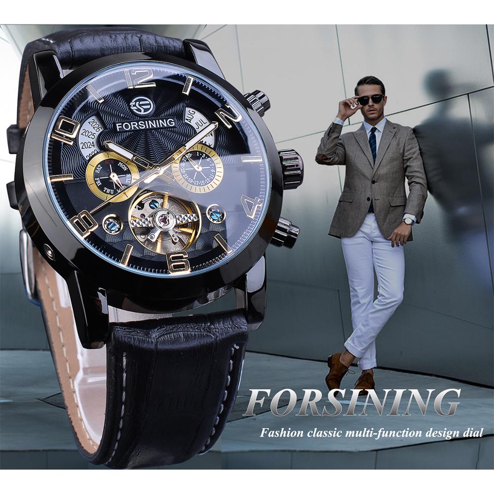 Automatic Mechanical Men's Watch | Multi Function Black Tourbillion Fashion Wristwatch.