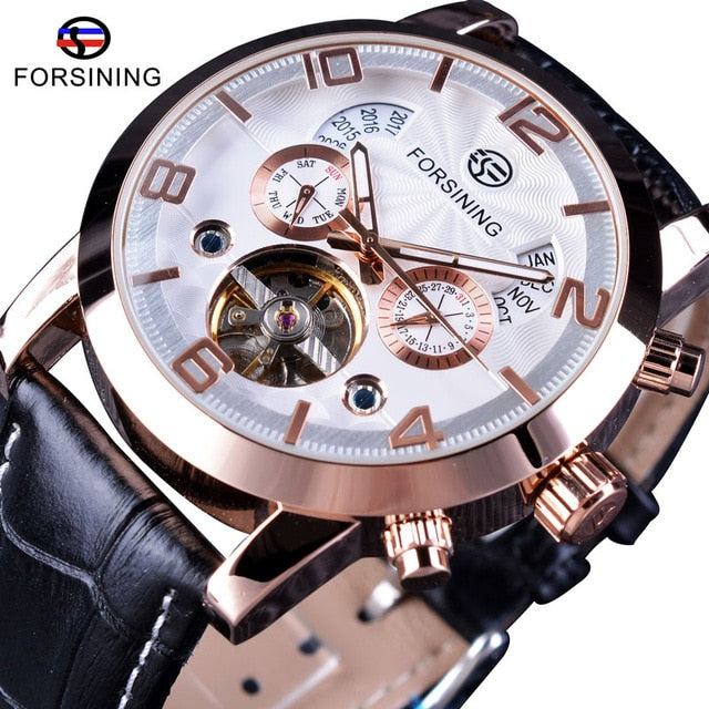 Automatic Mechanical Men's Watch | Multi Function Black Tourbillion Fashion Wristwatch.