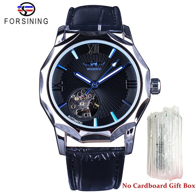 Mechanical Men's Watch | Automatic Aviator Military Sport Blue Glass Wristwatch.