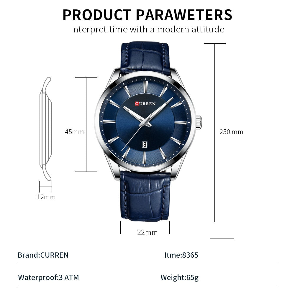 Men's Quartz Watch | Faux Leather Strap Business Luxury Top Brand Male Wristwatch.