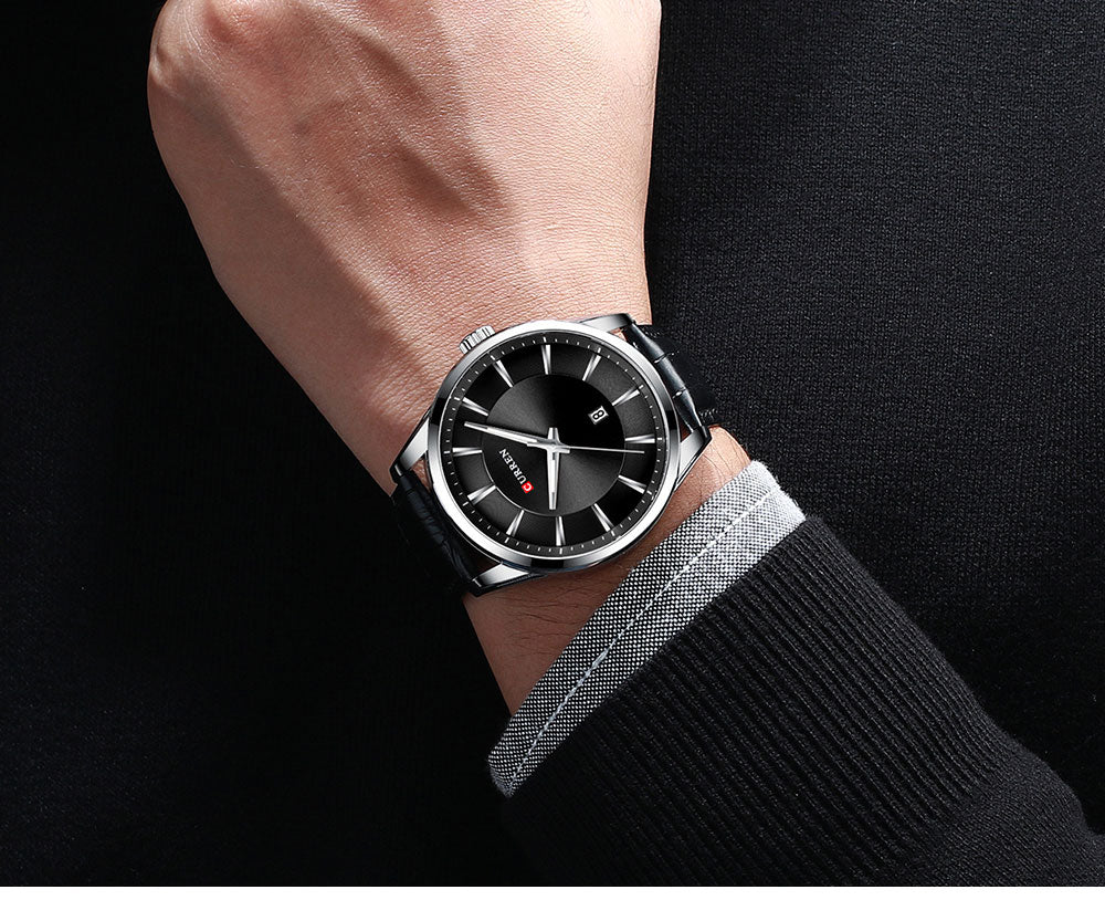 Men's Quartz Watch | Faux Leather Strap Business Luxury Top Brand Male Wristwatch.