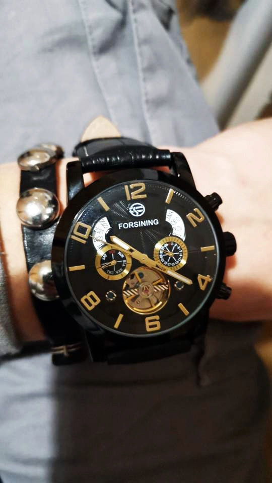 Automatic Mechanical Men's Watch | Multi Function Black Tourbillion Fashion Wristwatch.