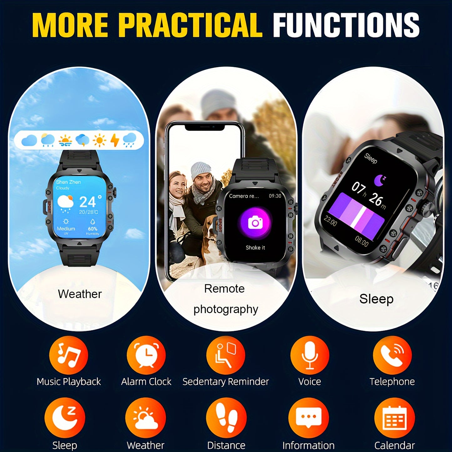 Men's Smart Watch | Wireless Talk, AI Voice, 100+ Sports Modes, 3ATM Waterproof