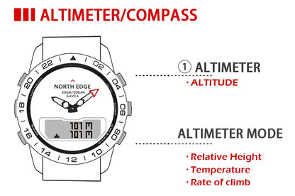 Men's Dive Sports Digital Watch | Military Luxury Full Steel Waterproof 200m Compass Altimeter