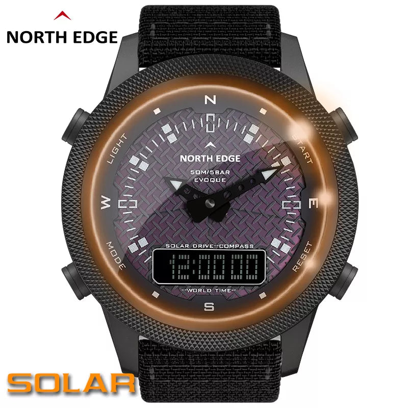 Outdoor Smart Solar Watch | Full Metal Waterproof 50M | Army Military Style.