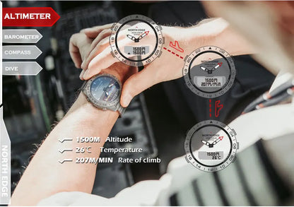 Men's Dive Sports Digital Watch | Military Luxury Full Steel Waterproof 200m Compass Altimeter