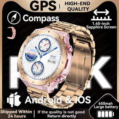 Military-Grade GPS Smartwatch: 1.45'' AMOLED Display, 100+ Sports Modes, Voice Calling