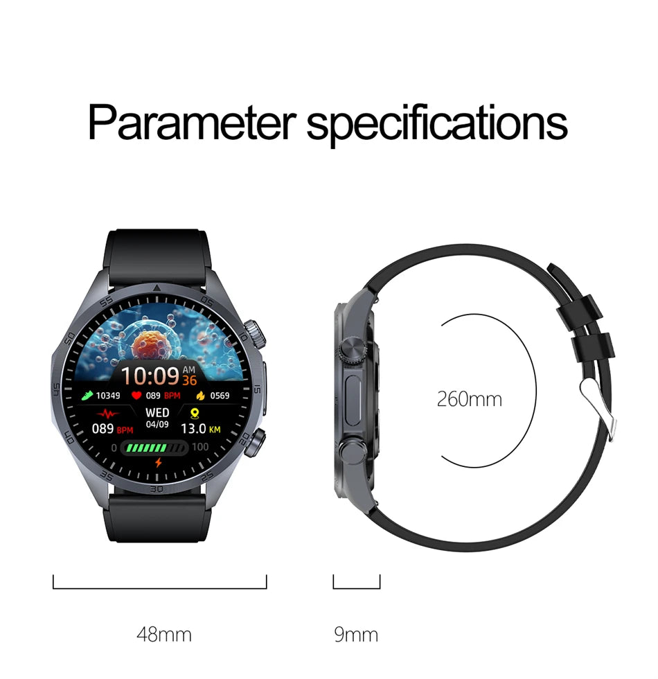 Pulse Physiotherapy CES Sleep Aid Smartwatch Men, ECG, HD Screen, Health Monitor, Bluetooth Call