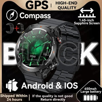 Military-Grade GPS Smartwatch: 1.45'' AMOLED Display, 100+ Sports Modes, Voice Calling