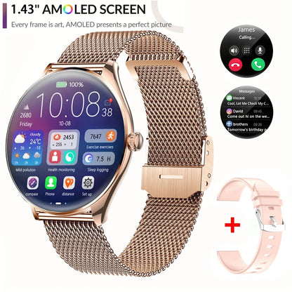 Super Thin Smart Watch MT55 1.43" AMOLED, Bluetooth Call, Heart Rate Monitor, Voice Assistant