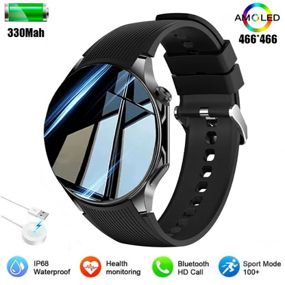 New IP68 Waterproof Smartwatch for Men - AMOLED GPS, Bluetooth Call, NFC, Health Monitor