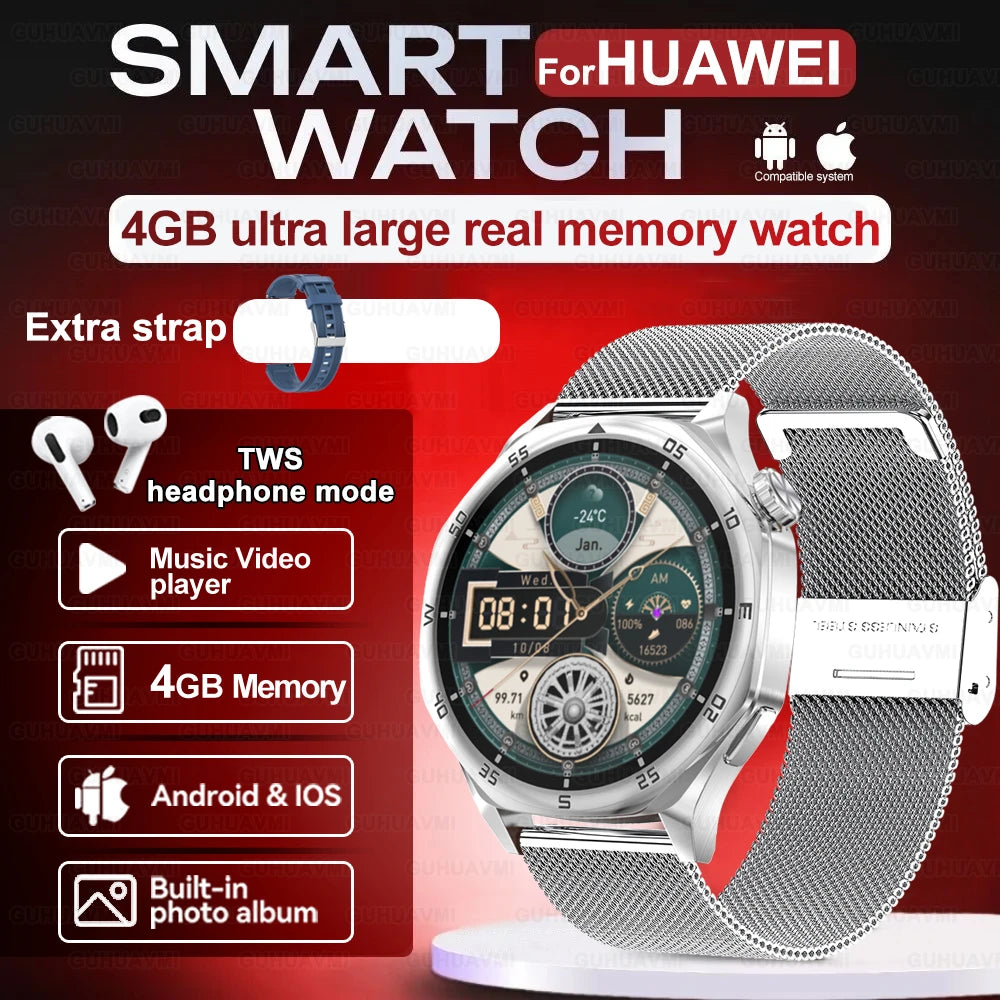 2025 New Smartwatch - 4GB Memory, AMOLED Screen, NFC, Bluetooth Call, Video Playback