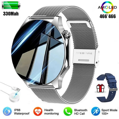 New IP68 Waterproof Smartwatch for Men - AMOLED GPS, Bluetooth Call, NFC, Health Monitor