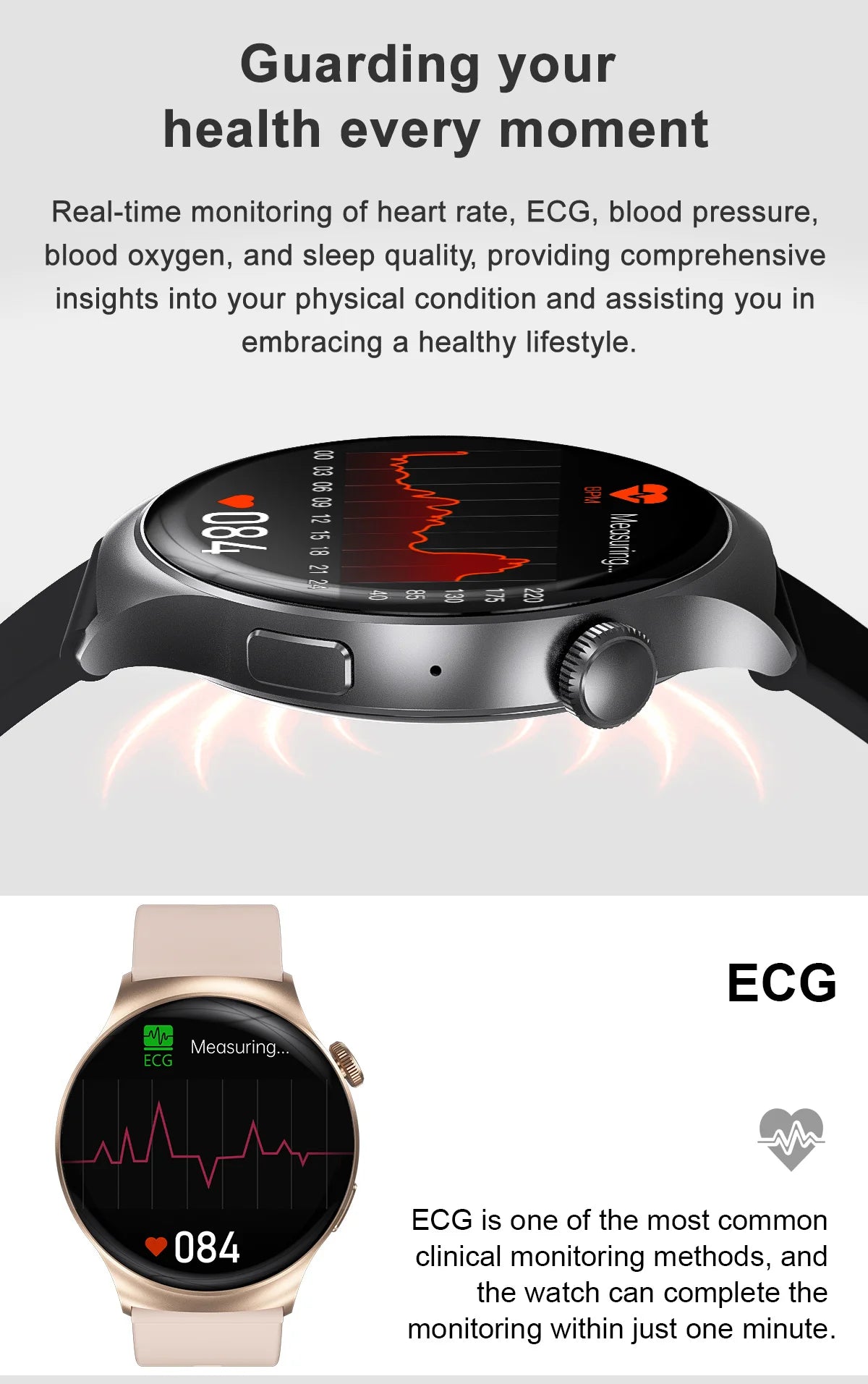 DT4 Mate Smartwatch - Fitness Tracker, Compass, Waterproof, 1.5" HD Screen