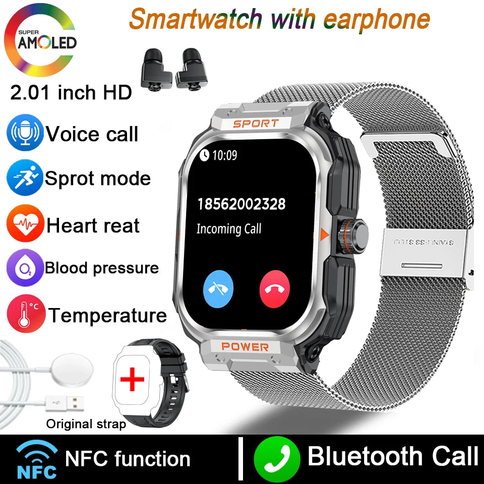 2-in-1 Smart Watch with TWS Earbuds | Heart Rate, Blood Pressure, Fitness Tracker