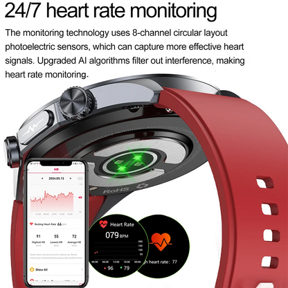 Pulse Physiotherapy CES Sleep Aid Smartwatch Men, ECG, HD Screen, Health Monitor, Bluetooth Call