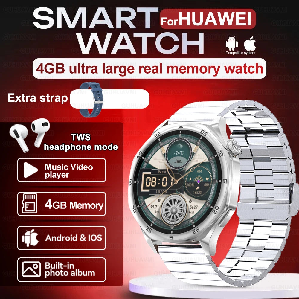 2025 New Smartwatch - 4GB Memory, AMOLED Screen, NFC, Bluetooth Call, Video Playback