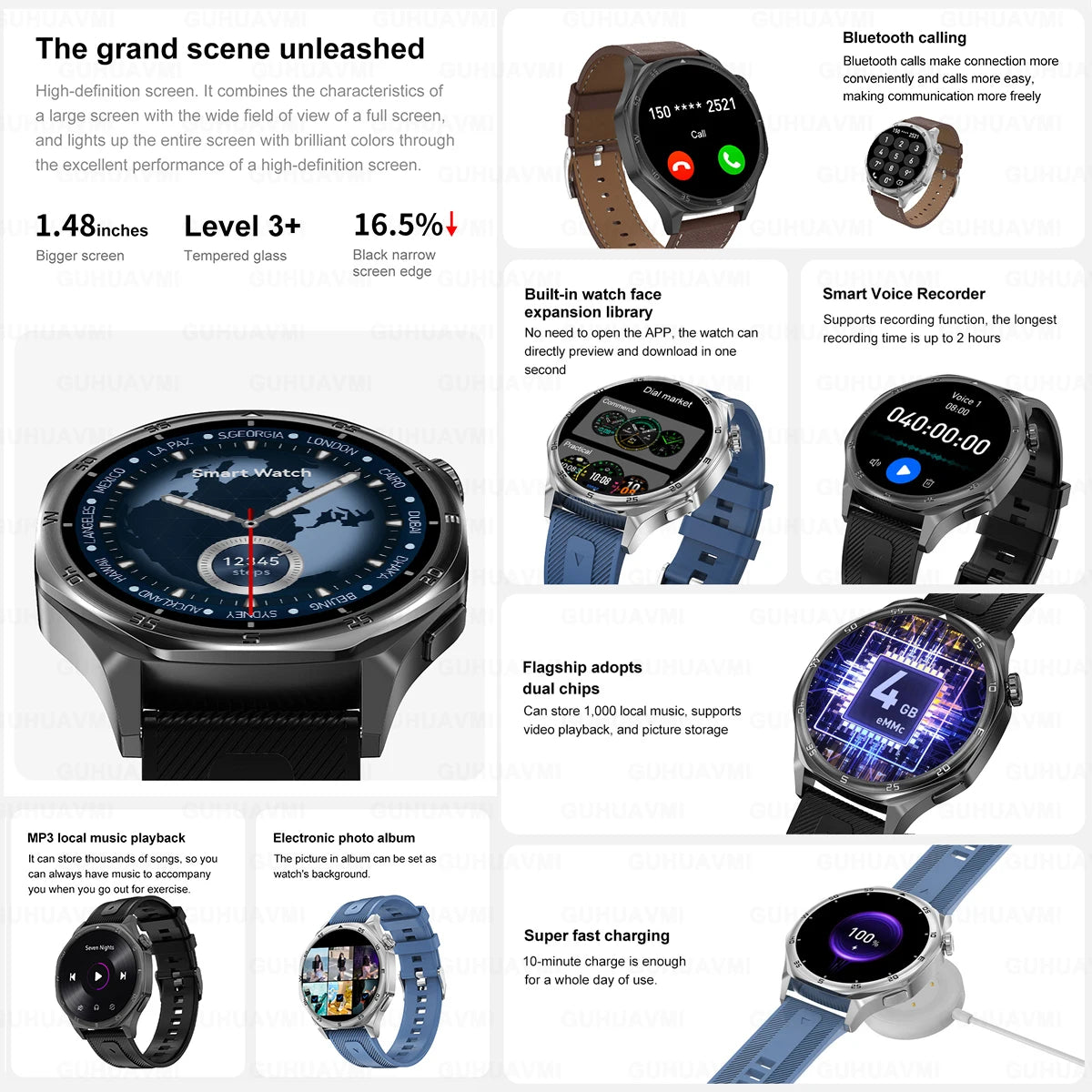 2025 New Smartwatch - 4GB Memory, AMOLED Screen, NFC, Bluetooth Call, Video Playback