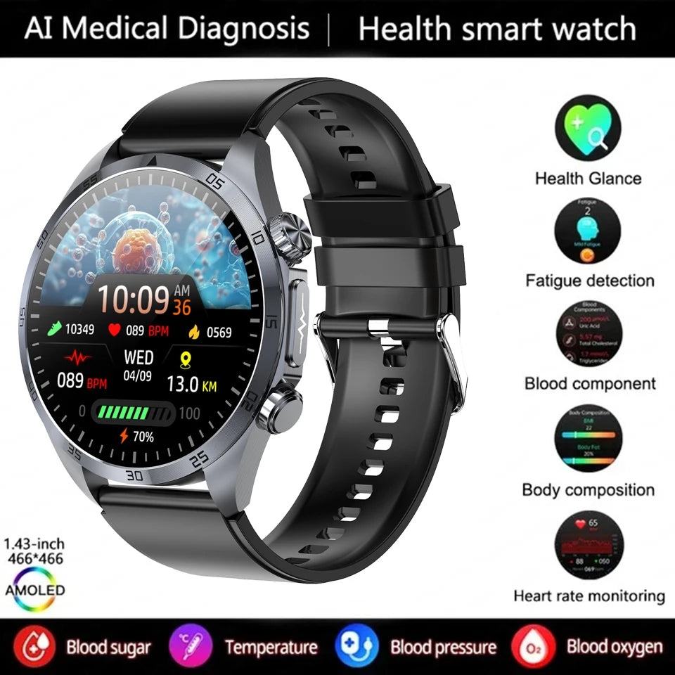 Pulse Physiotherapy CES Sleep Aid Smartwatch Men, ECG, HD Screen, Health Monitor, Bluetooth Call