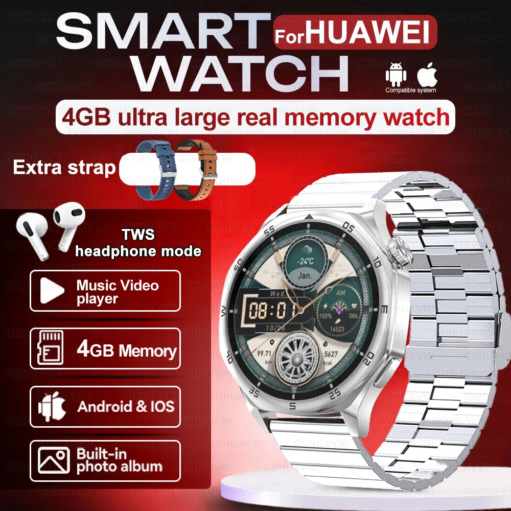 2025 New Smartwatch - 4GB Memory, AMOLED Screen, NFC, Bluetooth Call, Video Playback