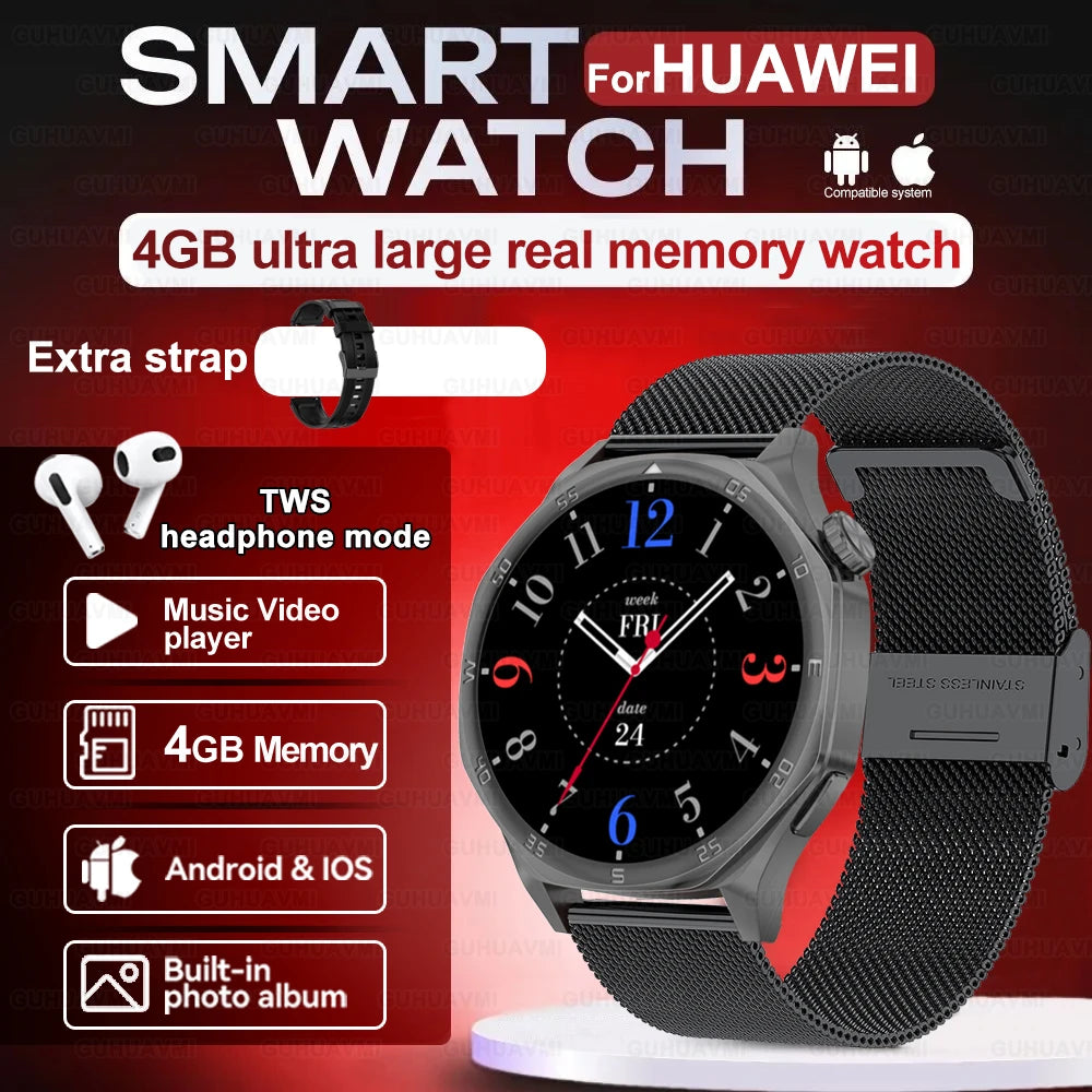 2025 New Smartwatch - 4GB Memory, AMOLED Screen, NFC, Bluetooth Call, Video Playback