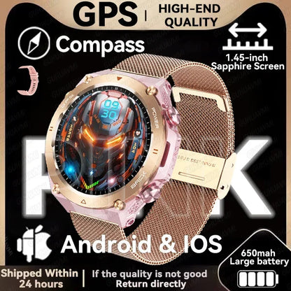 Military-Grade GPS Smartwatch: 1.45'' AMOLED Display, 100+ Sports Modes, Voice Calling