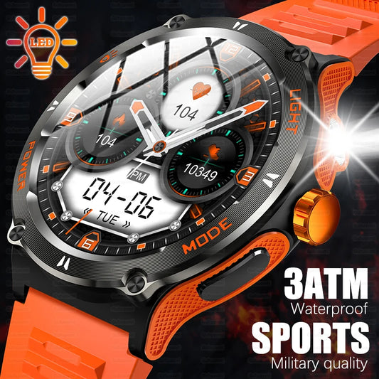 New 1.53" Men's Outdoor Smart Watch | 3ATM Waterproof, LED Flashlight, Bluetooth Call