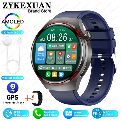 Smart Watch Men AMOLED HD Screen GPS NFC Bluetooth Call Heart Rate Sport Tracker