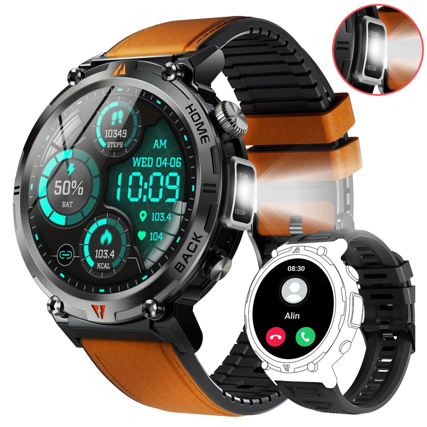 2024 Smart Watch for Men - 3ATM Waterproof, Bluetooth Call, Health Monitor, Sport Design