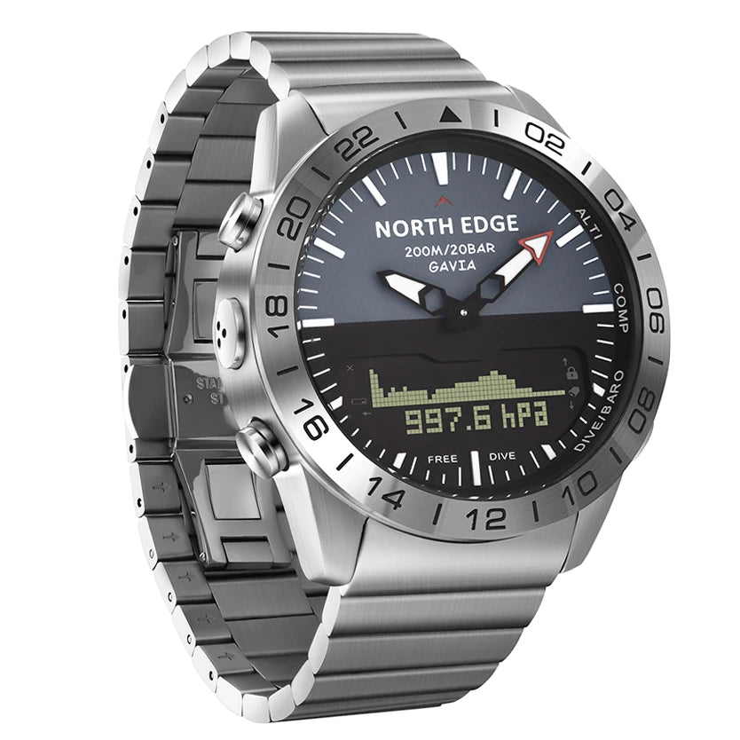 Men's Dive Sports Digital Watch | Military Luxury Full Steel Waterproof 200m Compass Altimeter