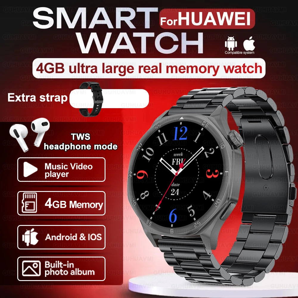 2025 New Smartwatch - 4GB Memory, AMOLED Screen, NFC, Bluetooth Call, Video Playback