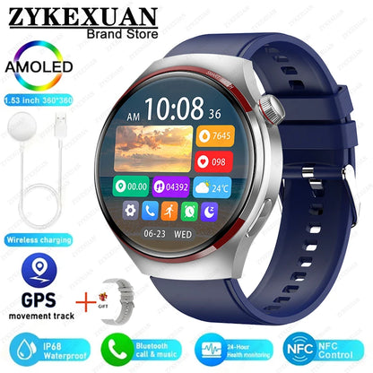 Smart Watch Men AMOLED HD Screen GPS NFC Bluetooth Call Heart Rate Sport Tracker