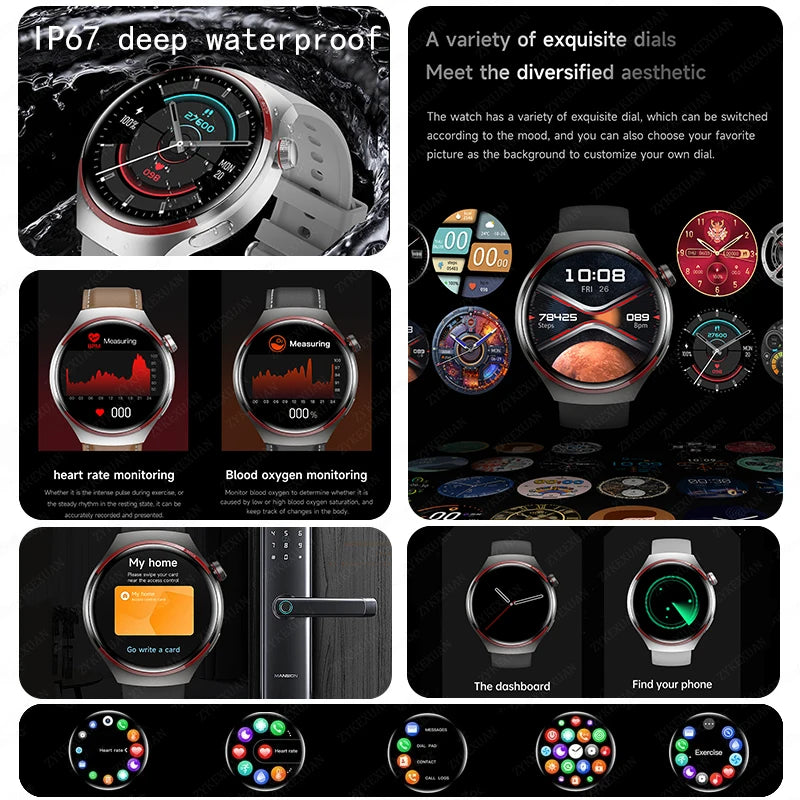 Smart Watch Men AMOLED HD Screen GPS NFC Bluetooth Call Heart Rate Sport Tracker