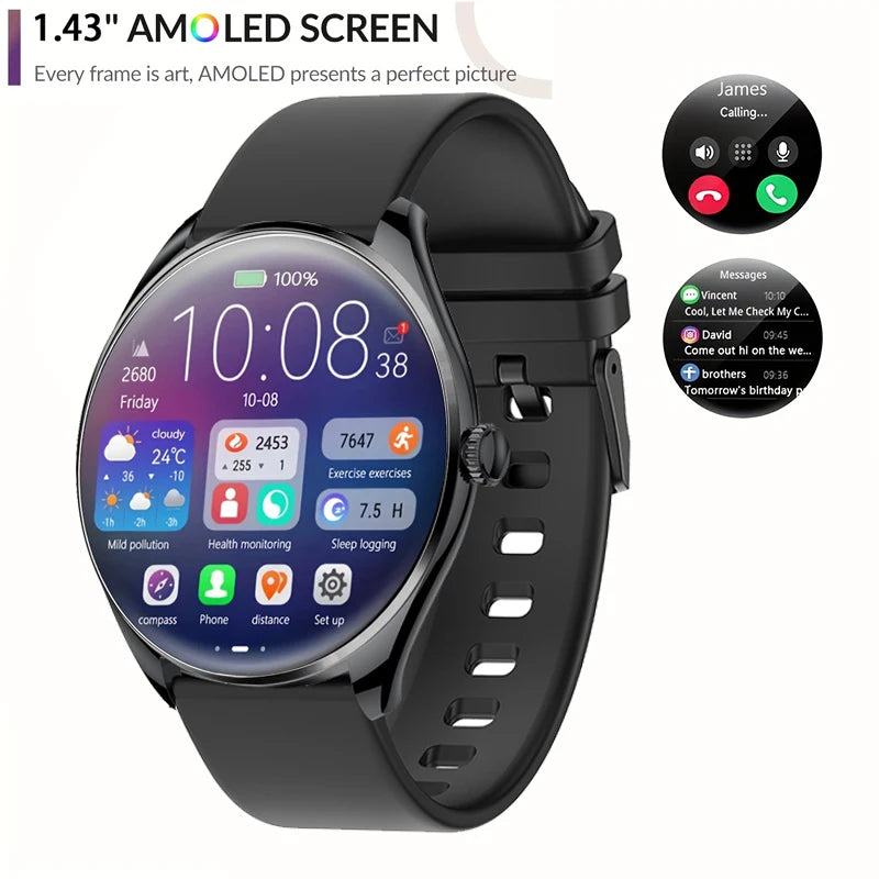 Super Thin Smart Watch MT55 1.43" AMOLED, Bluetooth Call, Heart Rate Monitor, Voice Assistant