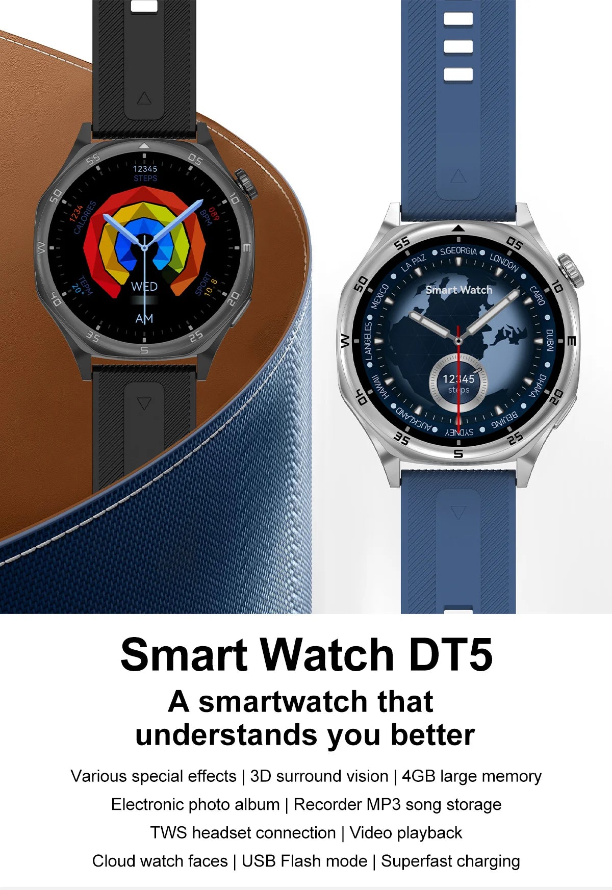 2025 New Smartwatch - 4GB Memory, AMOLED Screen, NFC, Bluetooth Call, Video Playback