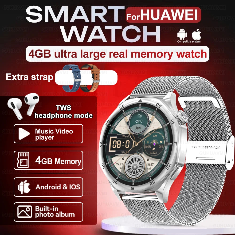 2025 New Smartwatch - 4GB Memory, AMOLED Screen, NFC, Bluetooth Call, Video Playback