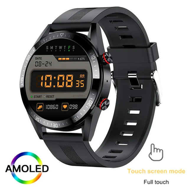 AMOLED Smartwatch for Men with Bluetooth Calls, Fitness Tracking, and Music Playback