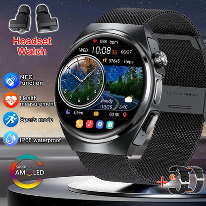 2-in-1 Smartwatch with TWS Earbuds, Heart Rate & Blood Oxygen Monitor, Bluetooth Call, NFC