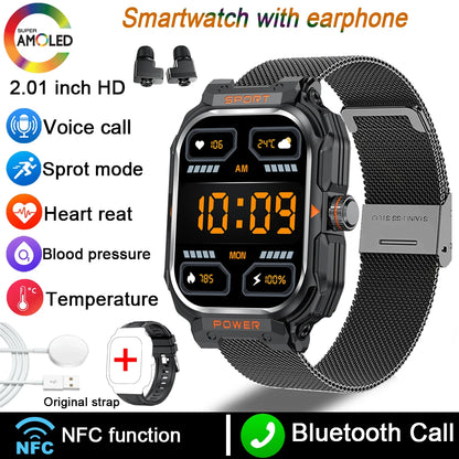 2-in-1 Smart Watch with TWS Earbuds | Heart Rate, Blood Pressure, Fitness Tracker