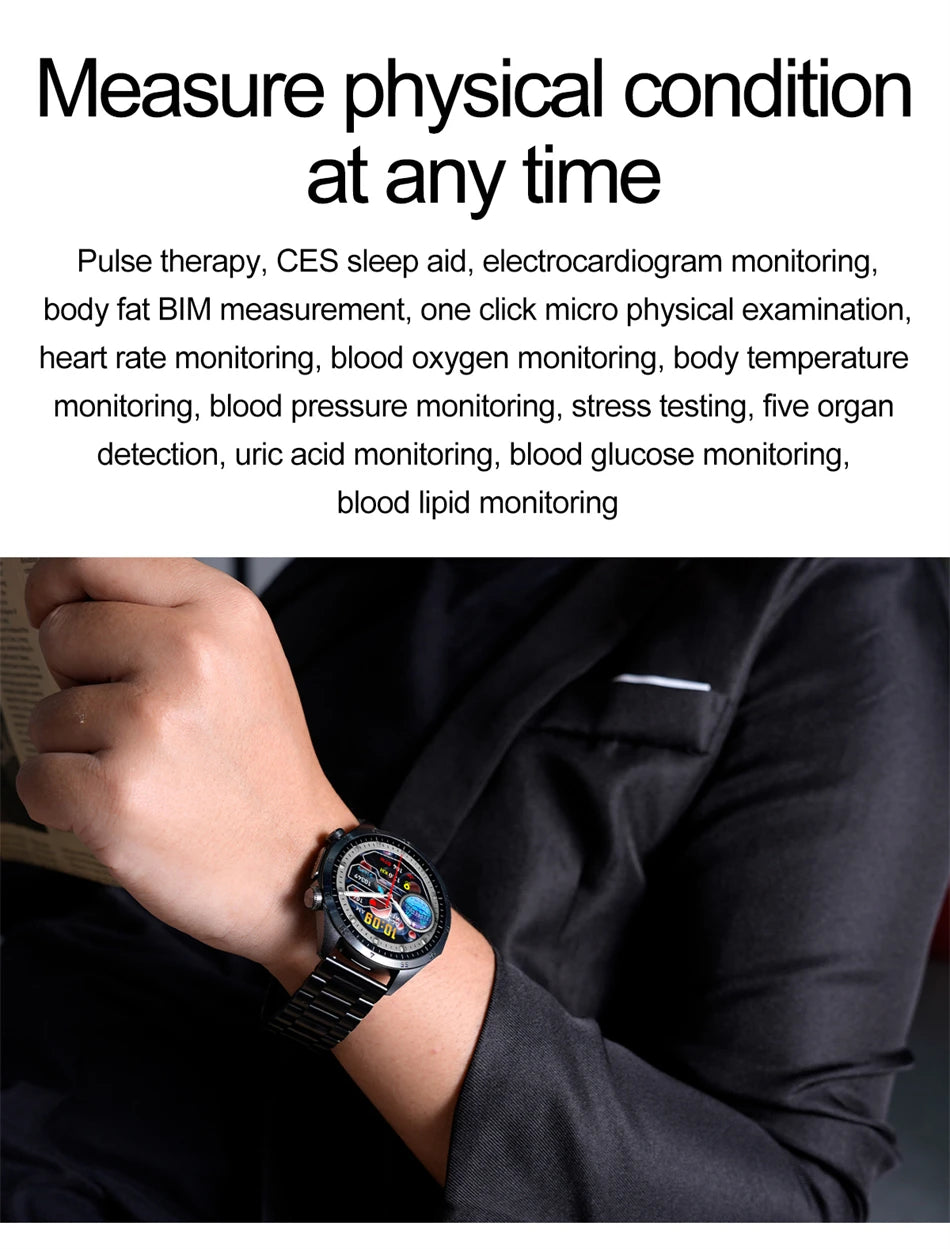 Pulse Physiotherapy CES Sleep Aid Smartwatch Men, ECG, HD Screen, Health Monitor, Bluetooth Call