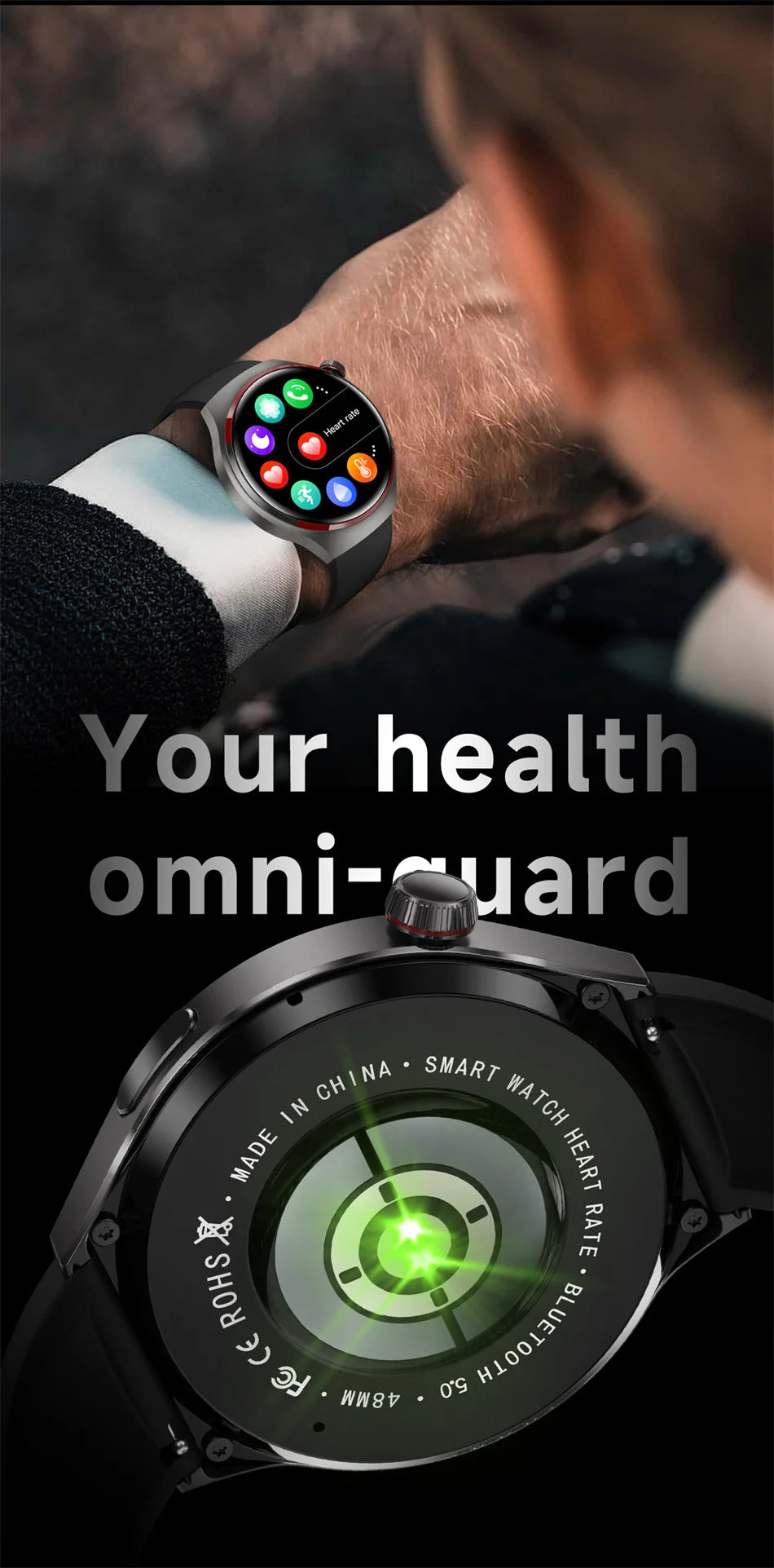 Smart Watch Men AMOLED HD Screen GPS NFC Bluetooth Call Heart Rate Sport Tracker