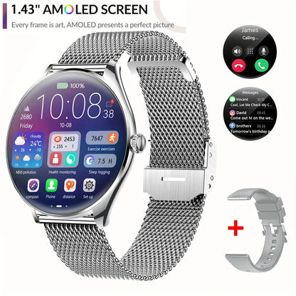 Super Thin Smart Watch MT55 1.43" AMOLED, Bluetooth Call, Heart Rate Monitor, Voice Assistant