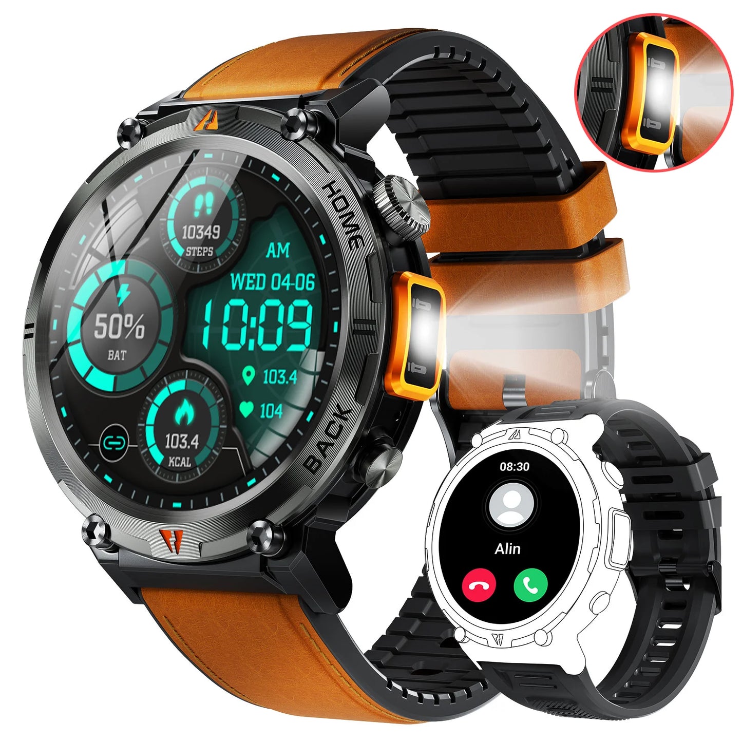 2024 Smart Watch for Men - 3ATM Waterproof, Bluetooth Call, Health Monitor, Sport Design