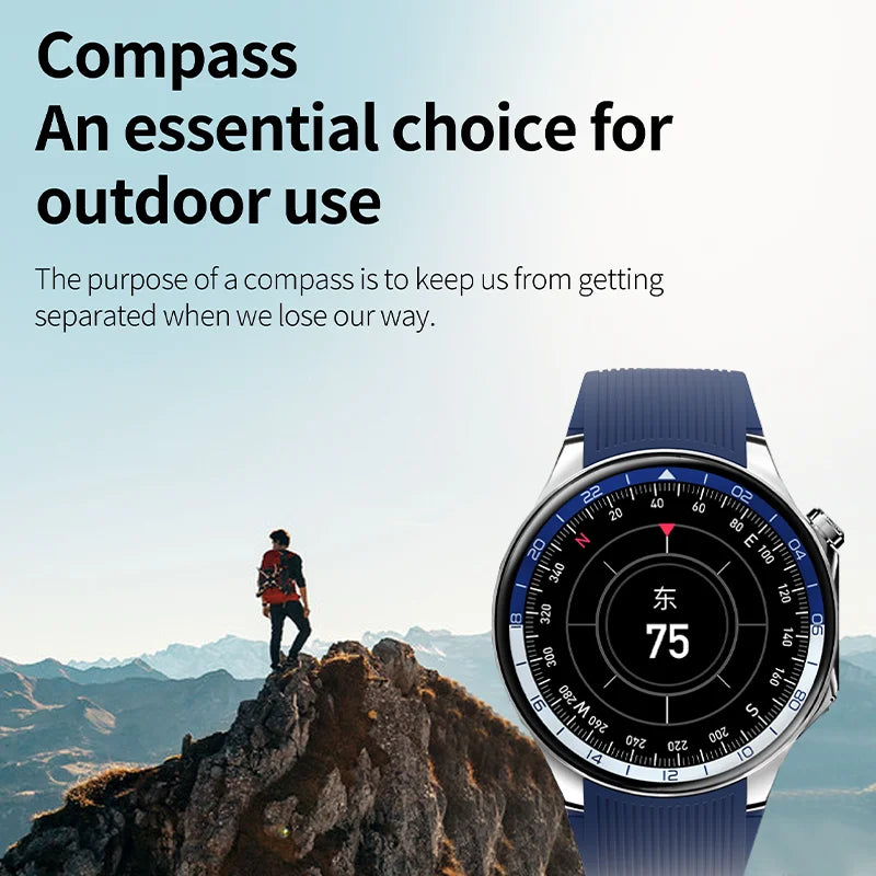 New IP68 Waterproof Smartwatch for Men - AMOLED GPS, Bluetooth Call, NFC, Health Monitor