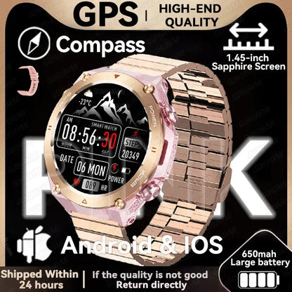 Military-Grade GPS Smartwatch: 1.45'' AMOLED Display, 100+ Sports Modes, Voice Calling