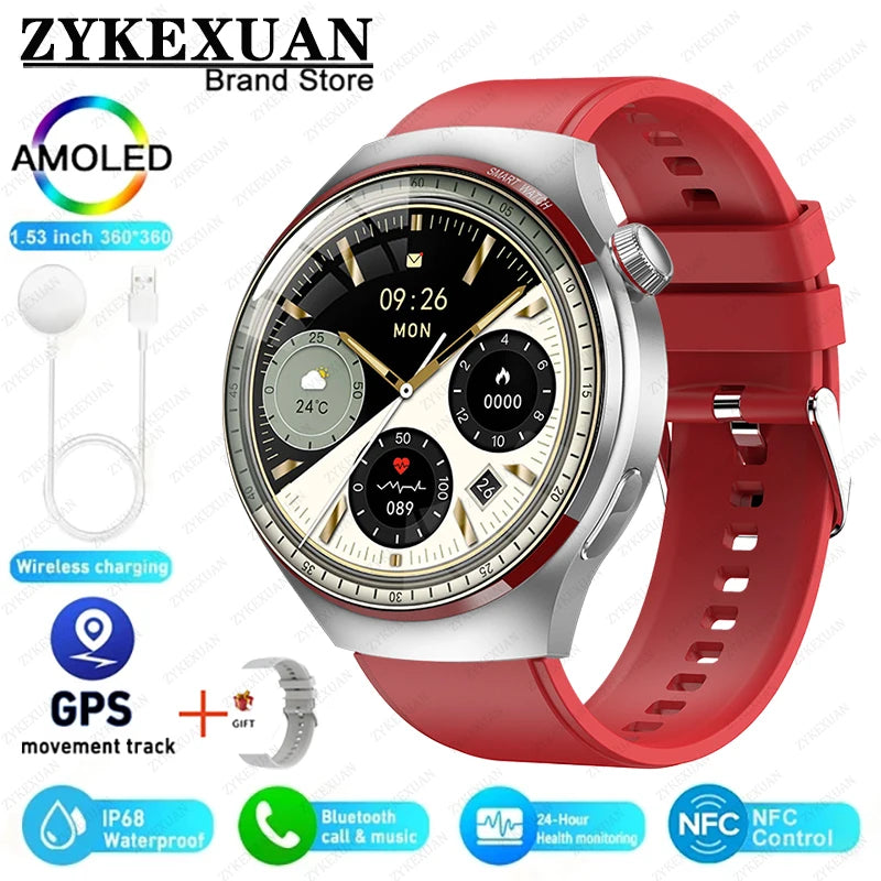 Smart Watch Men AMOLED HD Screen GPS NFC Bluetooth Call Heart Rate Sport Tracker