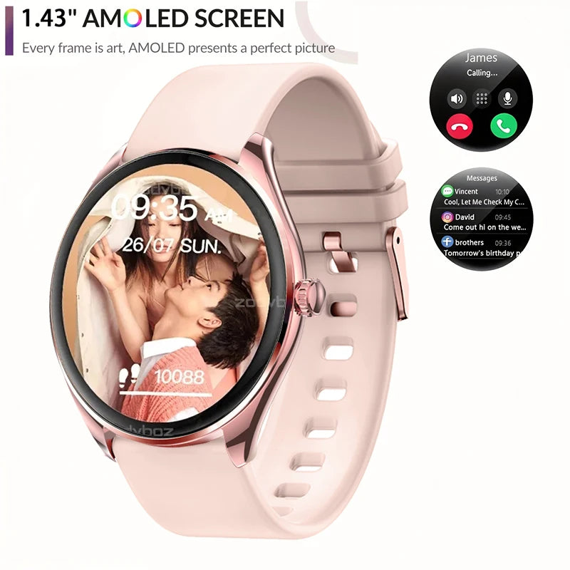 Super Thin Smart Watch MT55 1.43" AMOLED, Bluetooth Call, Heart Rate Monitor, Voice Assistant