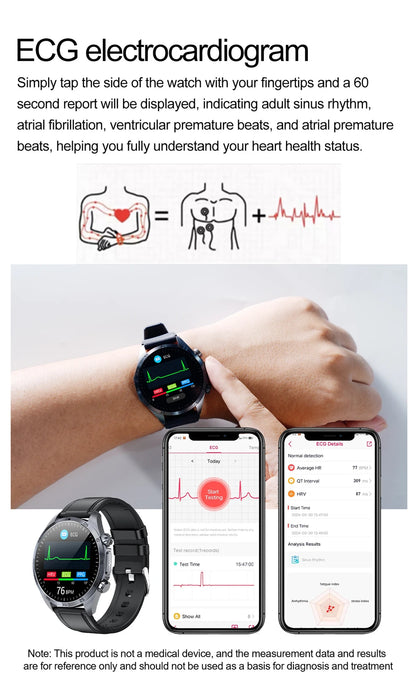 Pulse Physiotherapy CES Sleep Aid Smartwatch Men, ECG, HD Screen, Health Monitor, Bluetooth Call