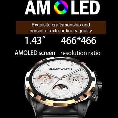 2024 Men's Smartwatch: 1.43" AMOLED, Bluetooth Calling, IP67 Waterproof, NFC, Fitness Tracker