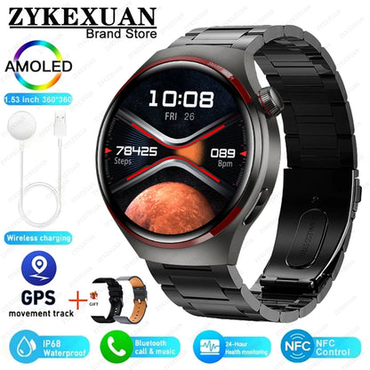 Smart Watch Men AMOLED HD Screen GPS NFC Bluetooth Call Heart Rate Sport Tracker